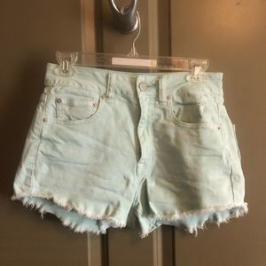 Mint High-Waisted Denim Shorts